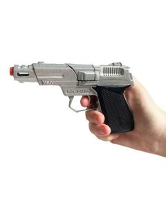 Silver Army Gun - 14cm Die Cast Silver Army Gun (NV2343)