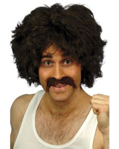 1970's Retro Wig & Tash - Brown (SM42236)