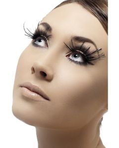 Feather Plume Eyelashes - Black -  including Glue (SM34983)