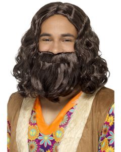 Jesus Wig And Beard Set (Hippie Wig Set) (SM43069)