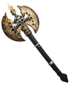 Warlock Double Bladed Axe - Gold/ Silver/ Wood (WE4773)