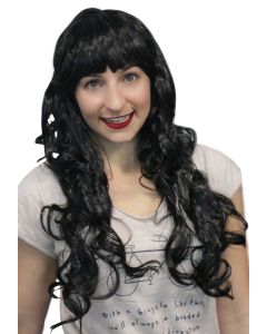Curly Glamour Wig With Fringe - Black (WI5853BK)