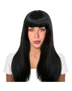 Deluxe Long Black with Fringe Wig (WI74494)