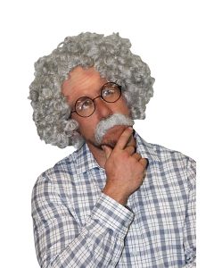 Grey Professor Wig with Latex Forhead & Moustache (WI74524)