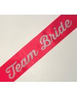 Sash - Team Bride - Pink With Silver Glitter Print (CB0806)