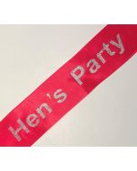 Sash - Hen's Party - Pink With Silver Glitter Print (CB0809)