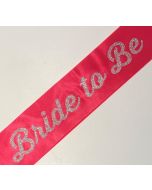 Sash - Bride To Be - Pink With Silver Glitter Print (CB0815)