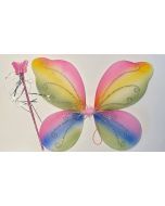 Butterfly Wings Rainbow With Wand - 47cm x 37cm #737 (CB9703)