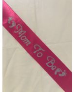Sash - Mom To Be - Pink With Silver Glitter Print (CB0812)