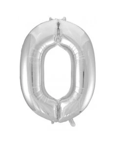 0 Silver Number - 86cm (34') Foil Balloon (0SilverA)