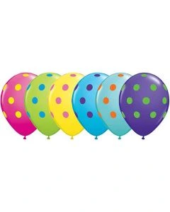 Big Polka Dots Colourful Special Assorted - 28cm (11 Inch) Latex Balloon (Coloured Dots) (10240Q)
